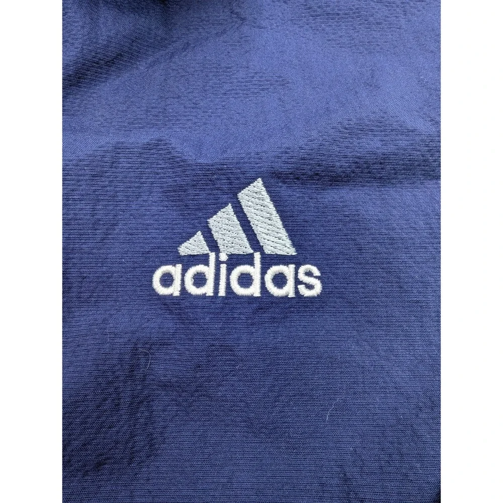 Vintage Adidas Track Jacket XL Navy White 90s 3 Stripe Logo Retro Windbreaker